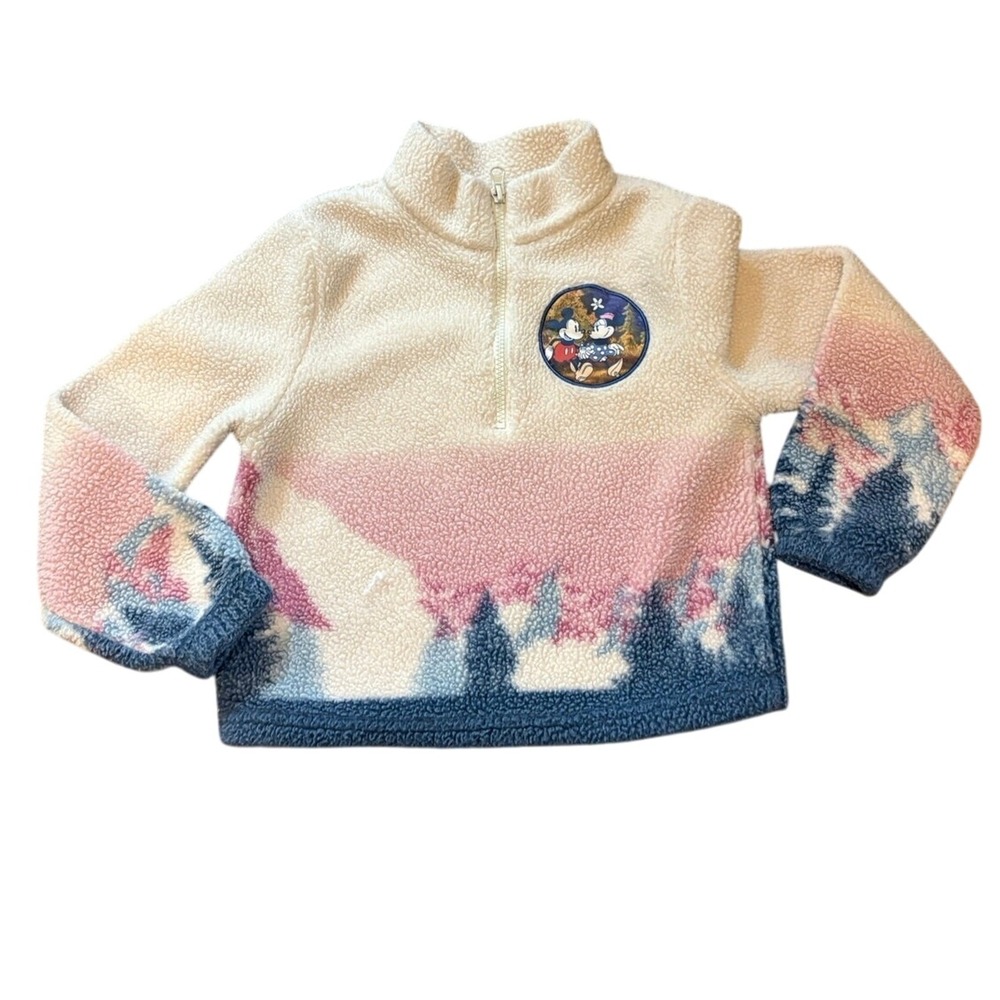 Disney Mickey‎ & Minnie Mouse Girls Small (6/7) Fleece Pullover 1/2 Zip EUC